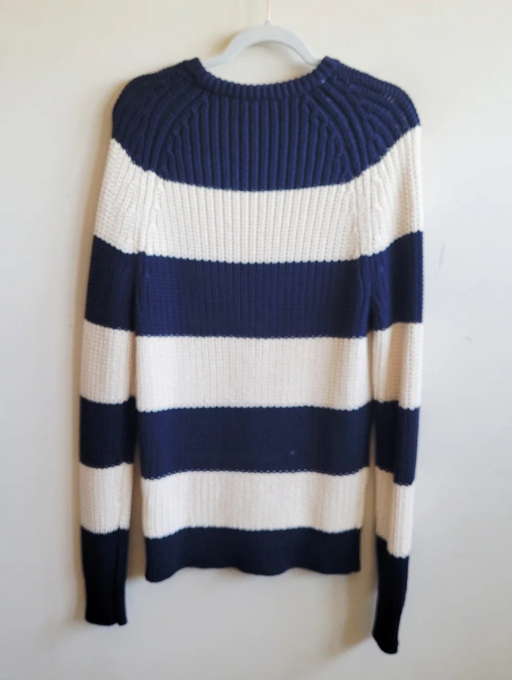 J. Crew Slim Fit Striped Cotton‎ Sweater Navy White